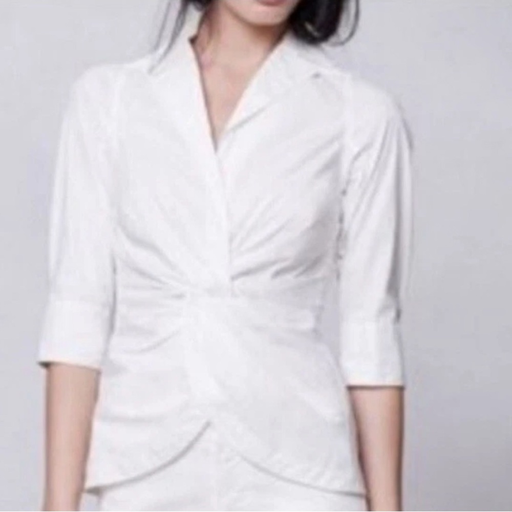Byron Lars Beauty Mark White Cotton Blouse Twisted Size‎ 10 Anthropologie